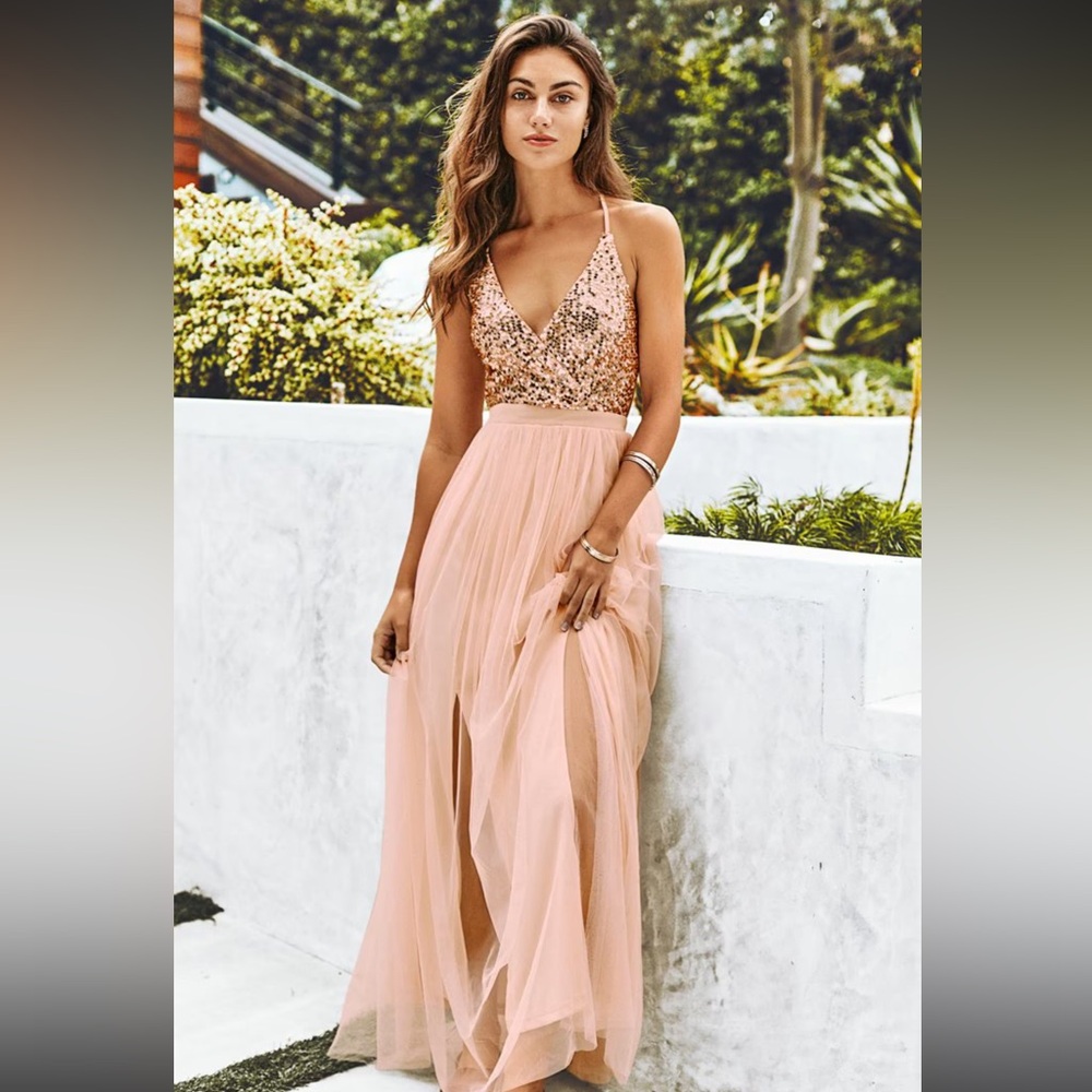 Cupshe Pale Pink Sequin Gown